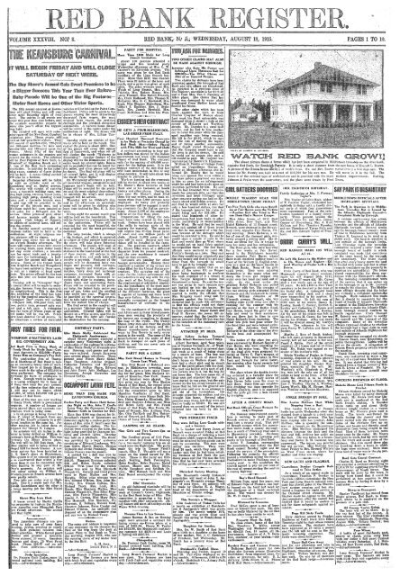 Volume Xxxviii No 8 Red Bank N Wednesday Mtpl