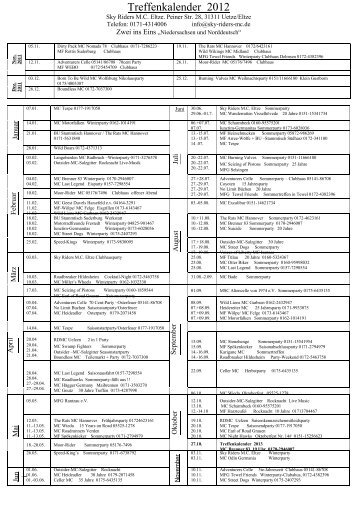 Treffenkalender 2012 - Sky Riders MC