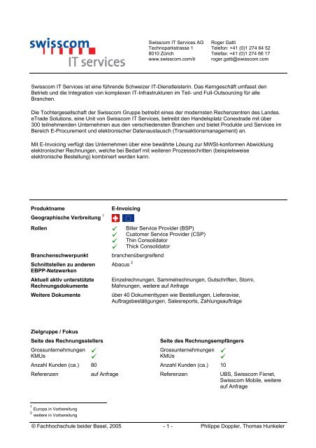 Electronic Bill Presentment & Payment in der Schweiz und in ...
