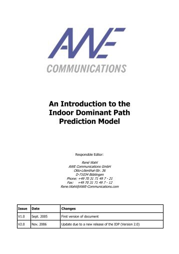 Indoor Dominant Path Model - AWE-Communications