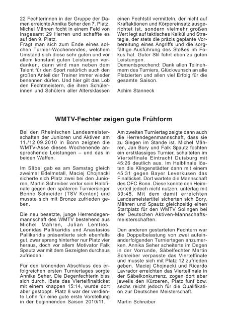 Vereinszeitung - WMTV - Solingen