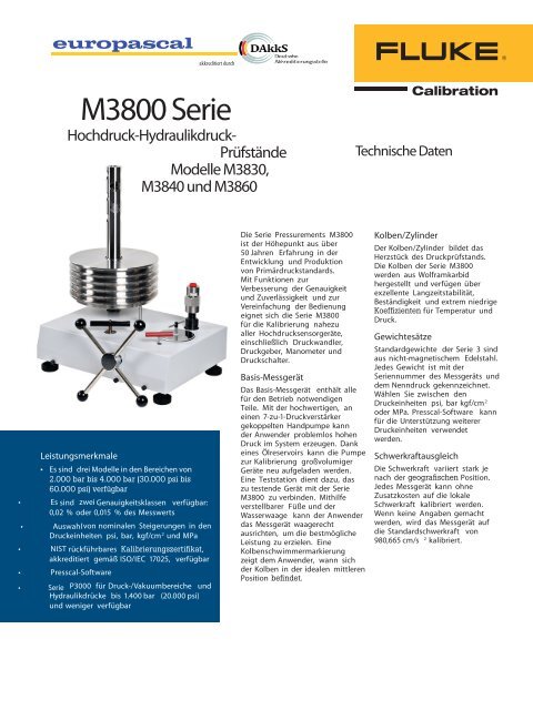 Datenblatt hydraulische Druckwaage P3800 (Pdf) - Europascal GmbH