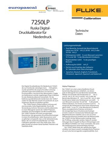 Datenblatt Niederdruck Kontroller 7250 LP (Pdf) - Europascal GmbH