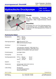 Hydraulische Druckpumpe - Europascal GmbH