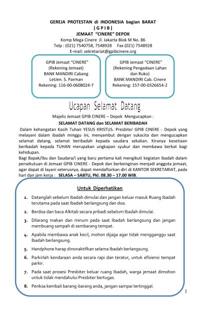 Tata Ibadah Gpib Cinere