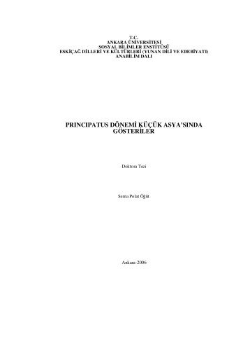 prıncıpatus dönemi küçük asya'sında gösteriler - Ankara Üniversitesi ...