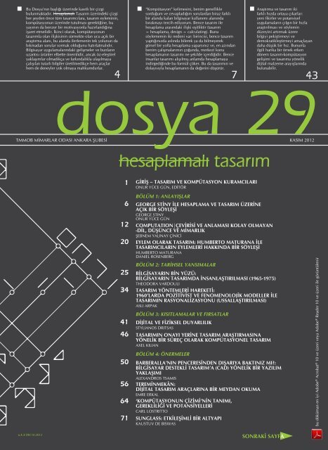 Dosya 29: hesaplamalı tasarım - Mimarlar Odası Ankara Şubesi