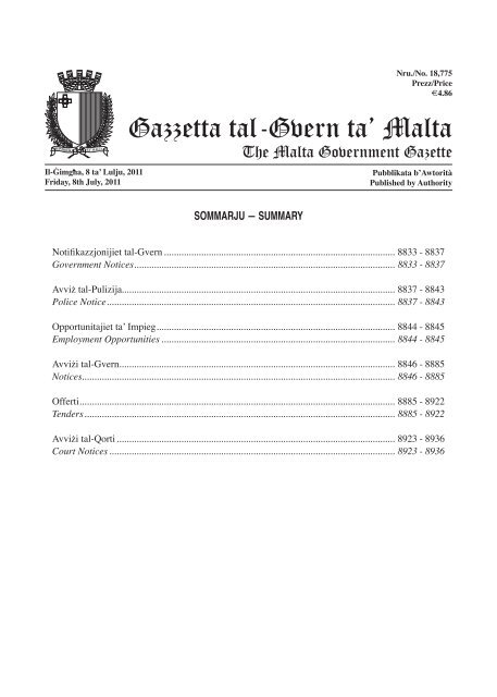 Gazzetta tal-Gvern ta' Malta - Department of Information