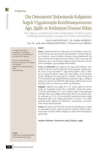 Diz Osteoartriti Tedavisinde Kolşisinin Soğuk ... - Dr. F. Frik İlaç AŞ