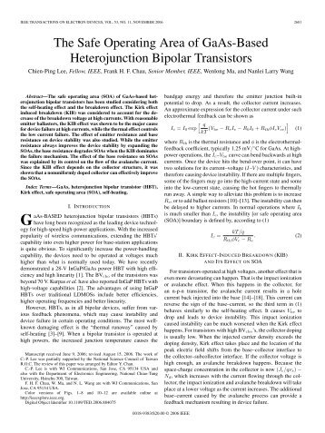 The Safe Operating Area of GaAs-Based Heterojunction ... - TriQuint