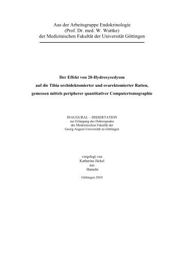 Aus der Arbeitsgruppe Endokrinologie (Prof. Dr. med. W. Wuttke) der ...