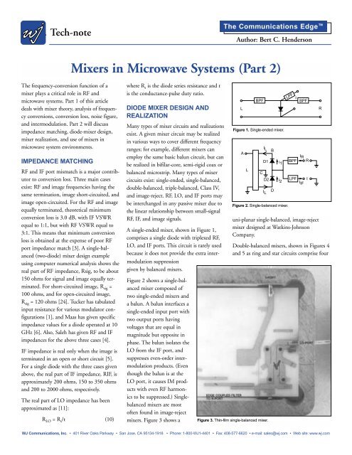 Mixers Microwave Systems (Part 2) TriQuint Semiconductor