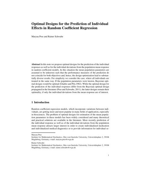 Optimal Designs for the Prediction of Individual Effects in Random ...