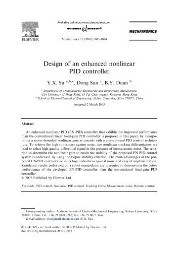 Design of an enhanced nonlinear PID controller - Saba Web Page