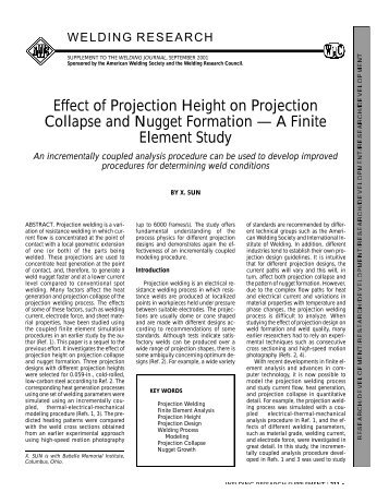 Effect of Projection Height on Projection - American Welding Society