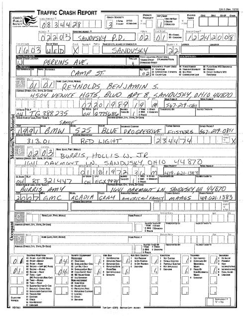 Page 1 OHIO _Hm TRAFFIC CRASH REPORT P UB LIC TIME GF ...