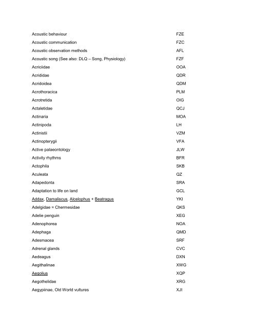 CLASSIFICATION LIST Keyword Index - Web