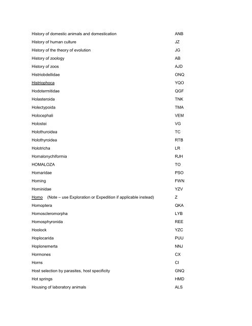 CLASSIFICATION LIST Keyword Index - Web