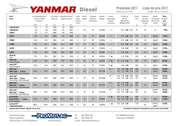 Yanmar Kunden-Preisliste 2011 - Emil Frey AG