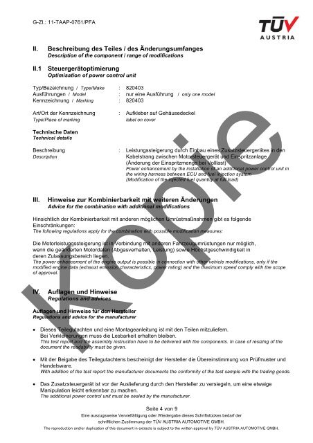 Teilegutachten - Eurotec GmbH