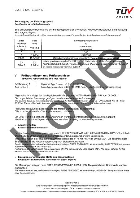TÜV-Gutachten Hyundai H1 - EuroTec