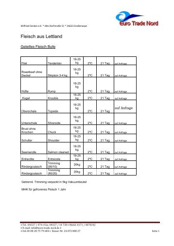 Fleisch aus Lettland - Euro-Trade-Nord
