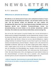 Newsletter „Willkommen im Jahrzehnt der Senioren“. - Walter Huber