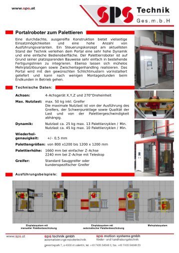 Portalroboter zum Palettieren - SPS-Technik GmbH