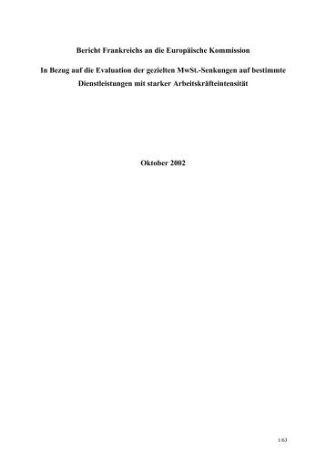 Evaluation der gezielten MwSt.-Senkungen - Bericht Frankreichs an