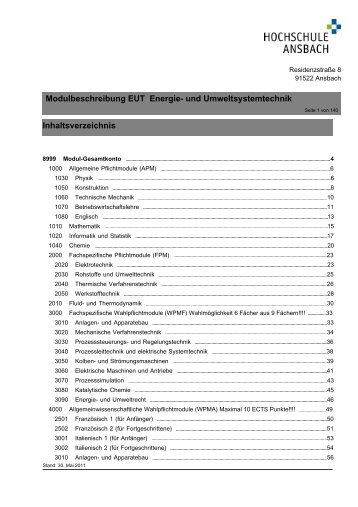 Modulbeschreibung EUT Energie- und Umweltsystemtechnik ...