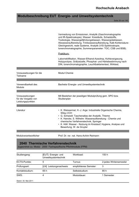 Modulbeschreibung EUT Energie- und Umweltsystemtechnik ...