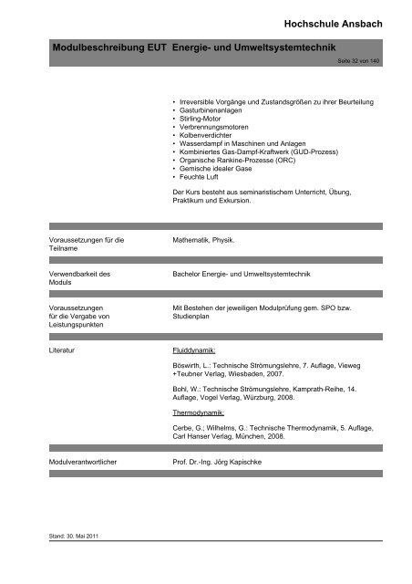 Modulbeschreibung EUT Energie- und Umweltsystemtechnik ...