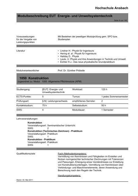 Modulbeschreibung EUT Energie- und Umweltsystemtechnik ...