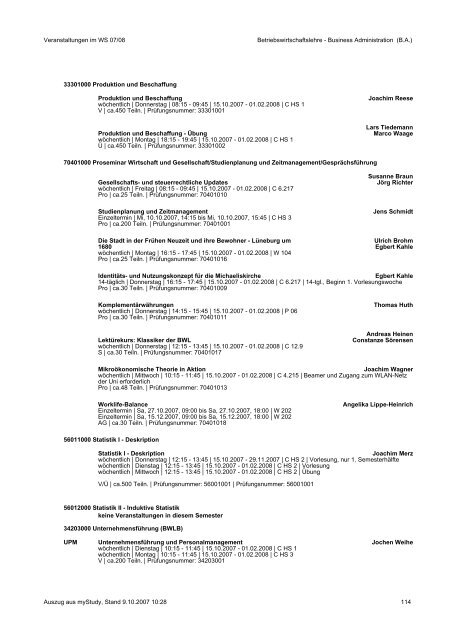 Vorlesungsverzeichnis 2007/08 - AStA