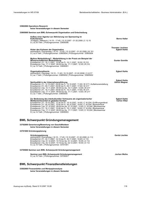 Vorlesungsverzeichnis 2007/08 - AStA