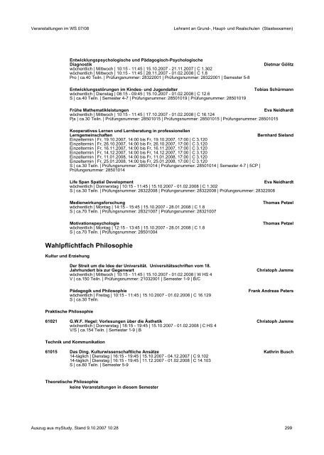 Vorlesungsverzeichnis 2007/08 - AStA