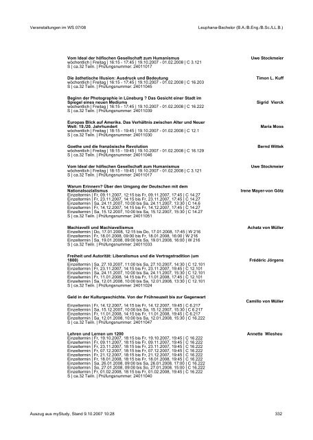 Vorlesungsverzeichnis 2007/08 - AStA