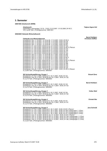 Vorlesungsverzeichnis 2007/08 - AStA