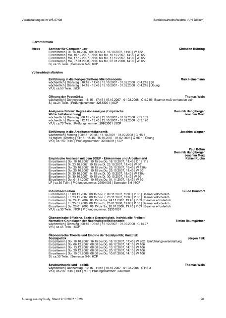 Vorlesungsverzeichnis 2007/08 - AStA