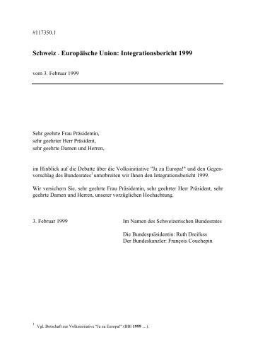 Integrationsbericht 1999 - ETH Zürich