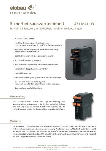 Produktinformation_471M41H31 | Katalog ... - Elobau