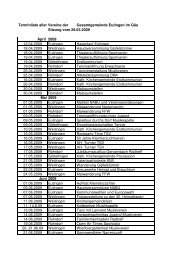 Terminliste aller Vereine der Gesamtgemeinde Eutingen im Gäu ...