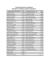 Award Winning Schools - Fremont Unified School District