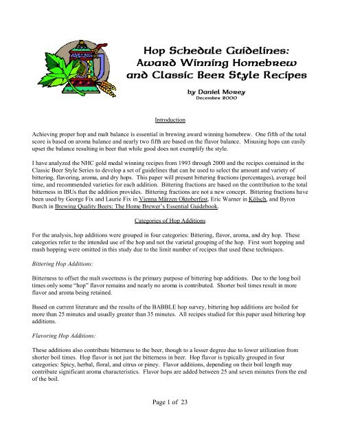 Hop Schedule Guidelines: Award Winning Homebrew ... - BABBLE