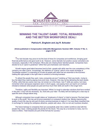 winning the talent game - Schuster-Zingheim and Associates, Inc.