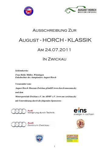 August - HORCH - KLASSIK - Motorsportclub Zwickau