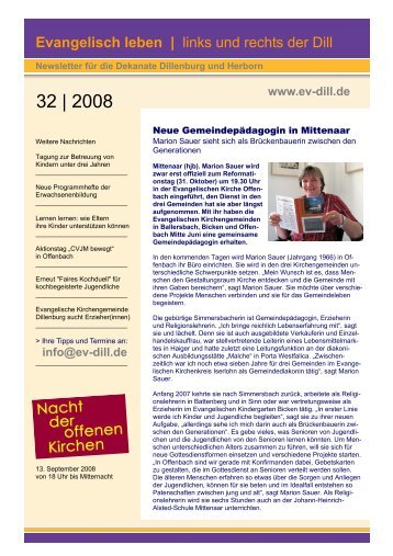 Newsletter 32_2008 - Evangelisch leben | links und rechts der Dill