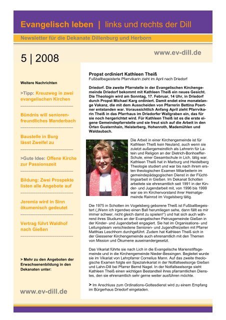 Newsletter 5_2008 - Evangelisch leben | links und rechts der Dill