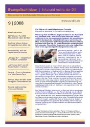 Newsletter 9 | 2008 - Evangelisch leben | links und rechts der Dill