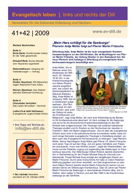 Newsletter 41+42_2009 - Evangelisch leben | links und rechts der Dill